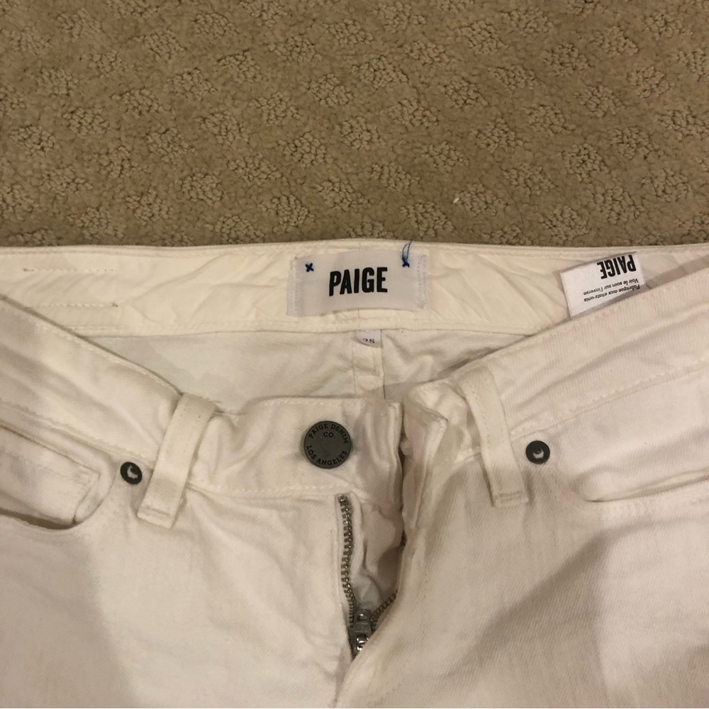 Paige white straight leg low rise jeans